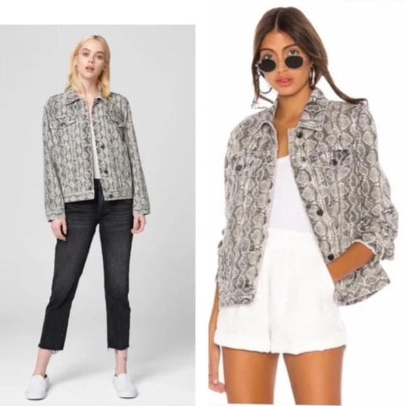 BLANK NYC - Snake Print Denim Trucker Jacket - Picture 1 of 6